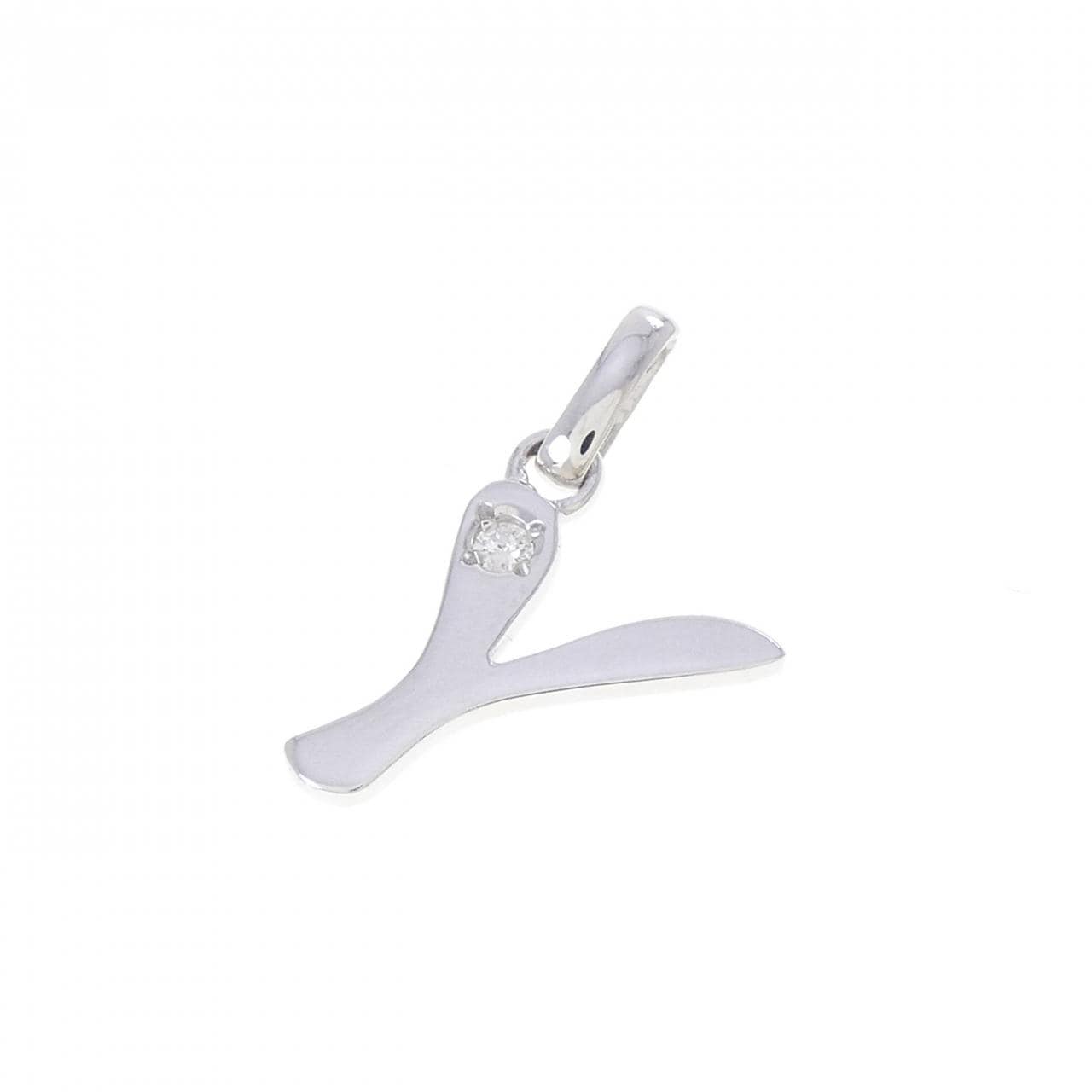 K18WG イニシャルY ダイヤモンド ペンダント