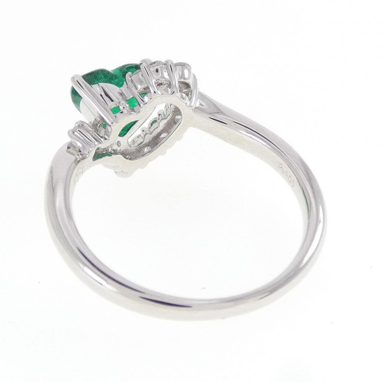 PT900 ハート エメラルド リング 1.17CT