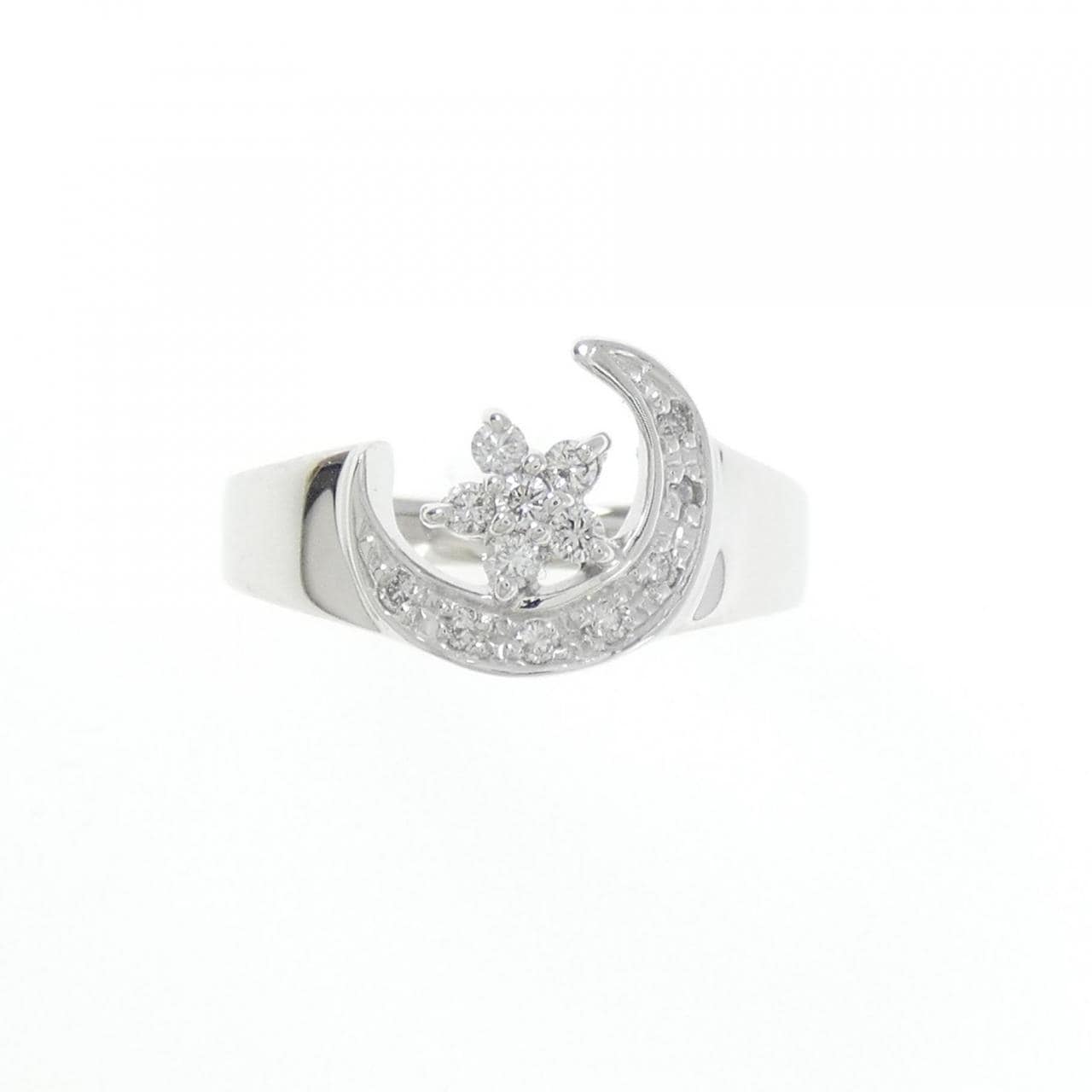 K18WG ムーン ダイヤモンド リング 0.18CT