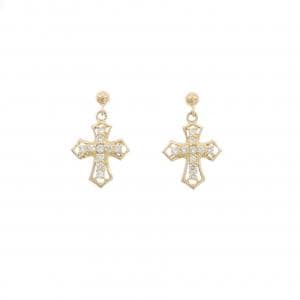 K18YG クロス ダイヤモンド ピアス 0.20CT