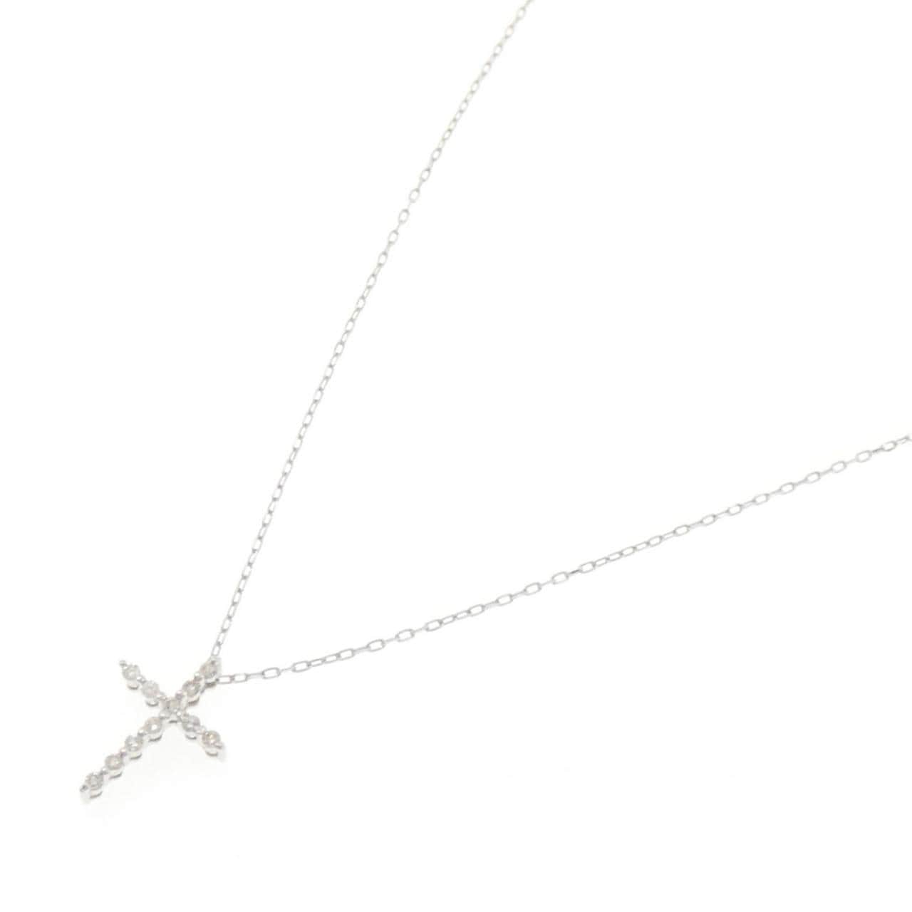 K18WG クロス ダイヤモンド ネックレス 0.15CT