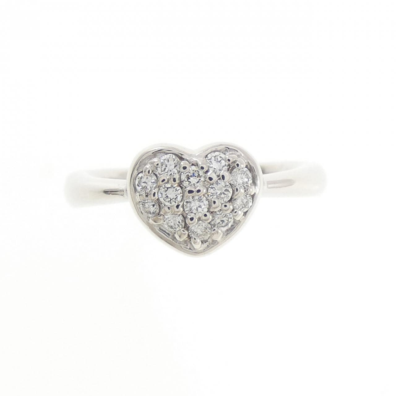 K18WG ハート パヴェ ダイヤモンド リング 0.15CT
