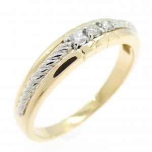 K18YG/K18WG スリーストーン ダイヤモンド リング 0.06CT