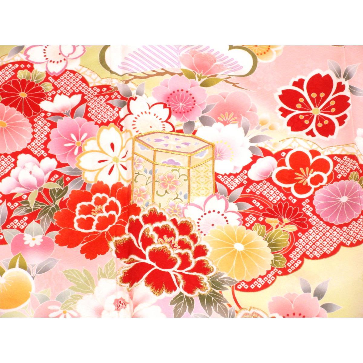 【未使用品】振袖　友禅金彩加工　刺繍入りボカシ染