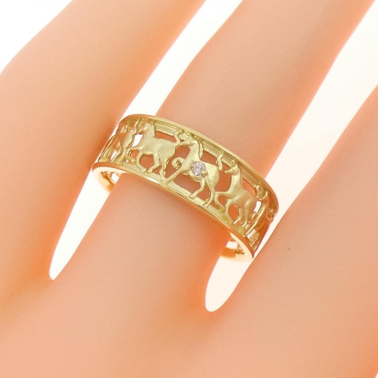 【新品】K18YG ホース ダイヤモンド リング 0.01CT