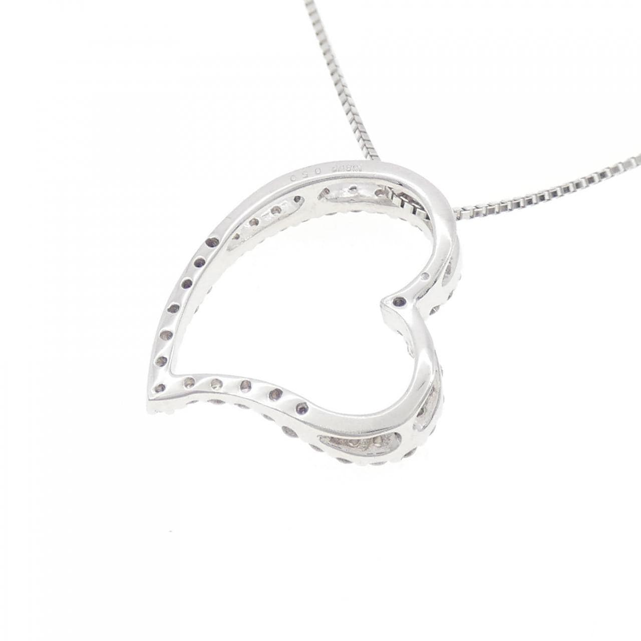 K18WG ハート ダイヤモンド ネックレス 0.50CT