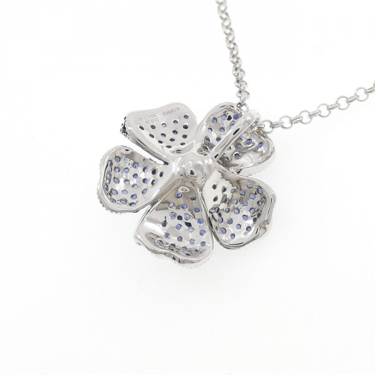 K18WG/K18BG フラワー サファイヤ ネックレス 1.40CT