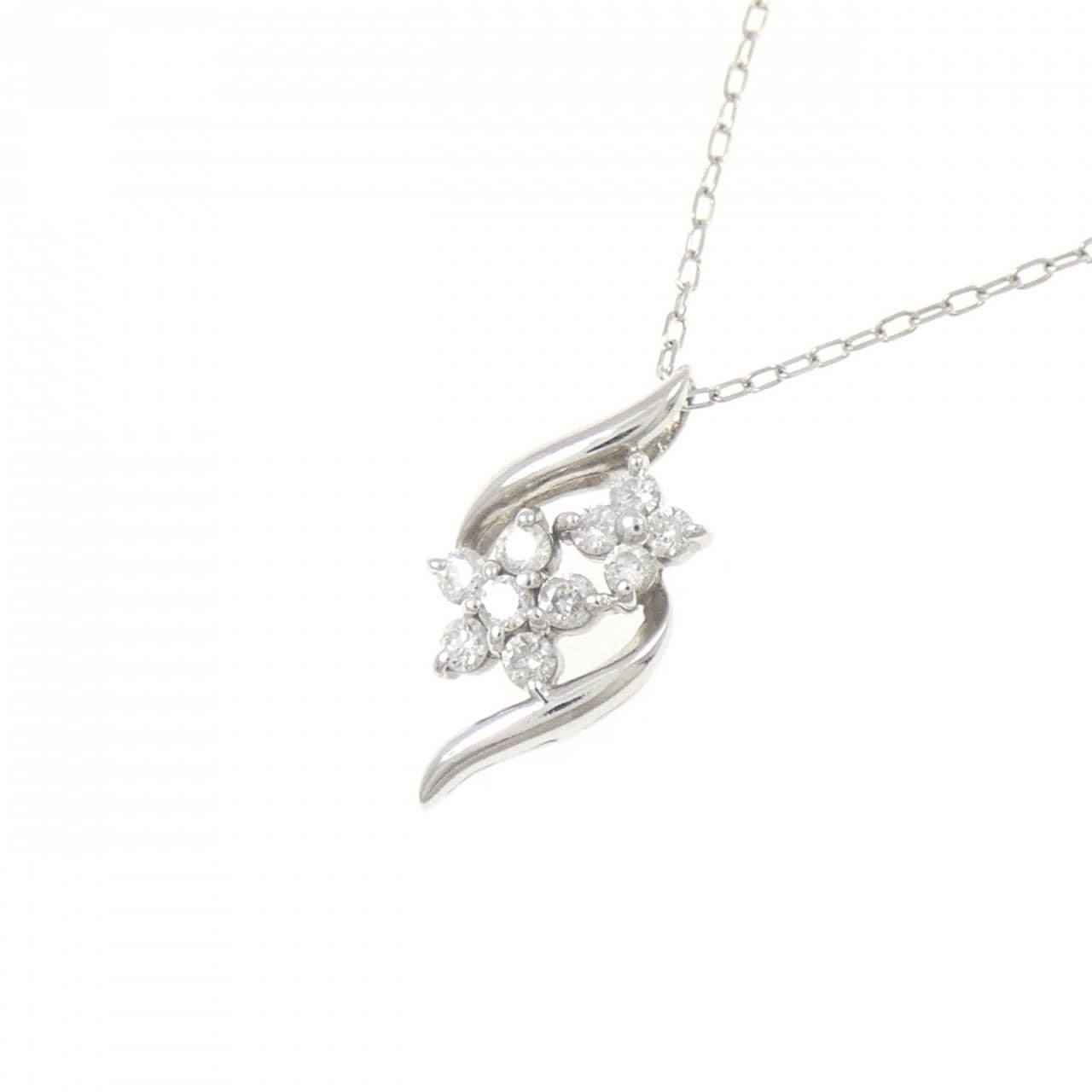 PT900/PT850 フラワー ダイヤモンド ネックレス 0.12CT
