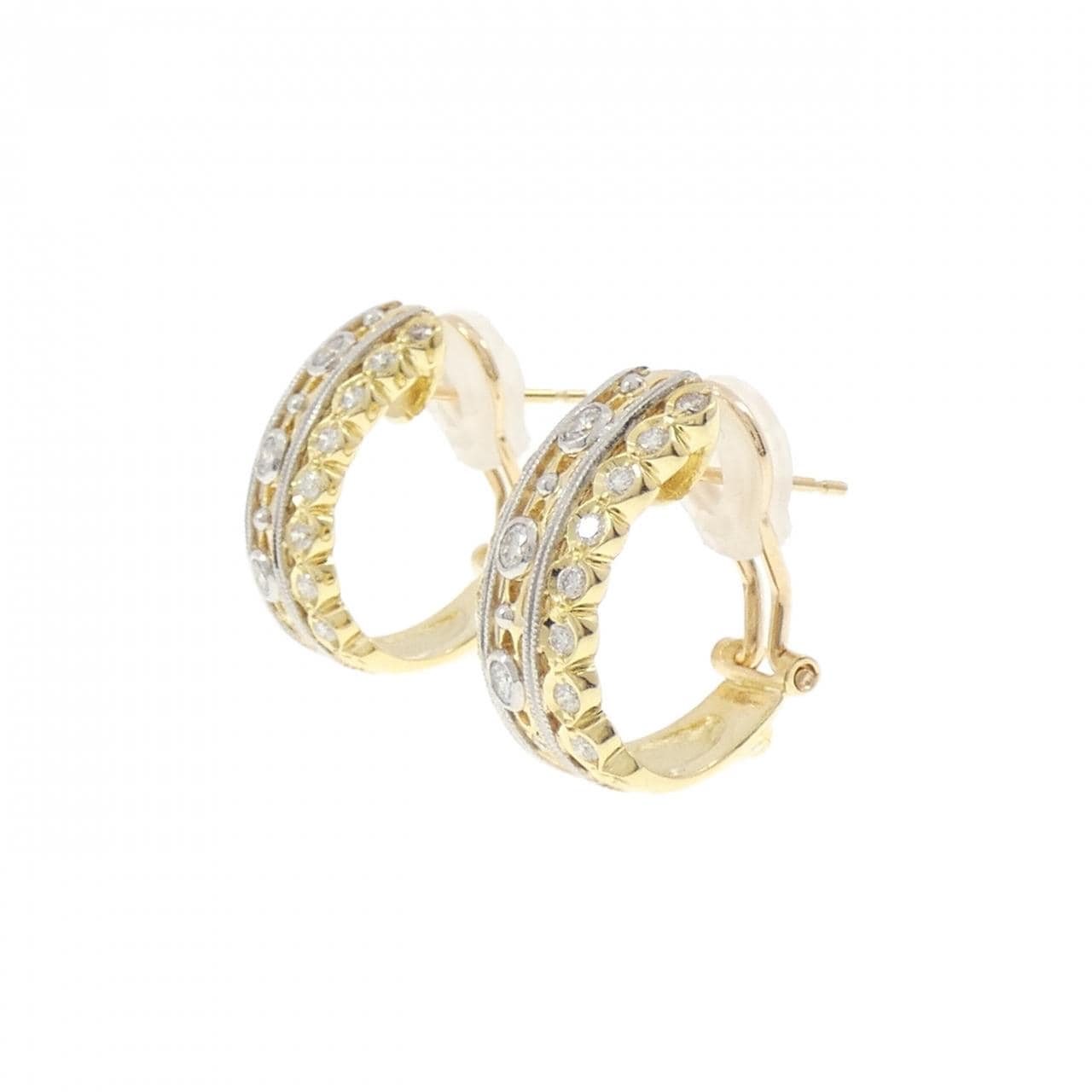 K18YG/PT900 ダイヤモンド ピアス 0.80CT