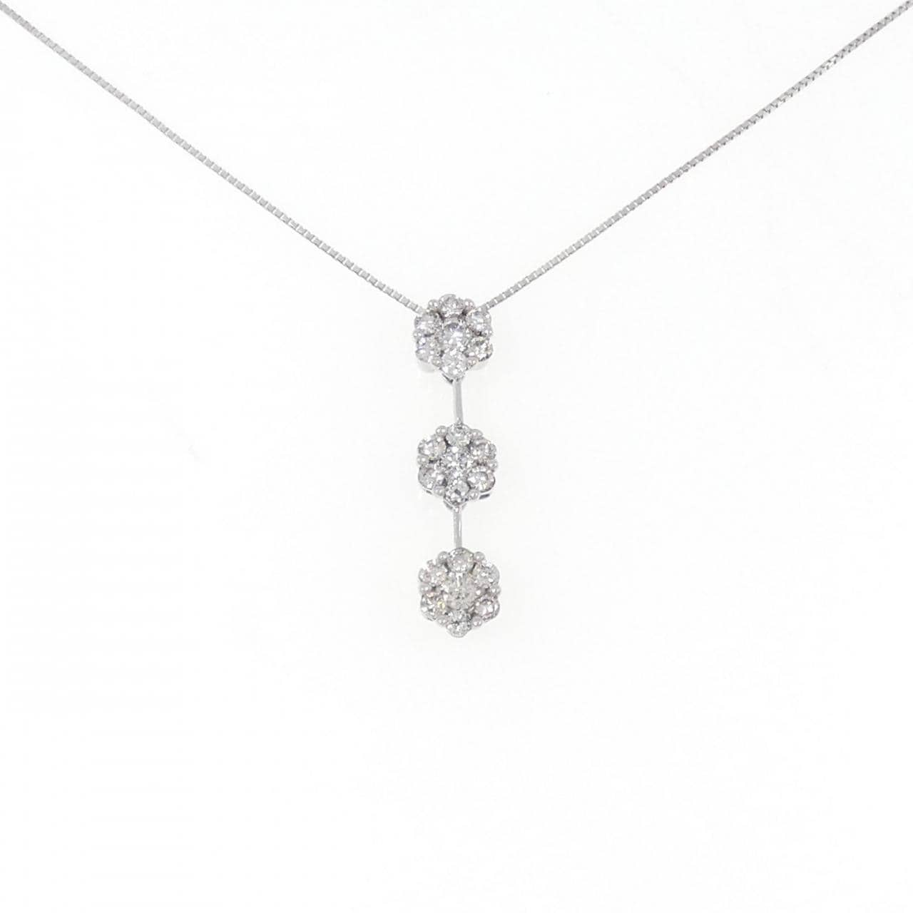 K18WG flower Diamond necklace 1.00CT