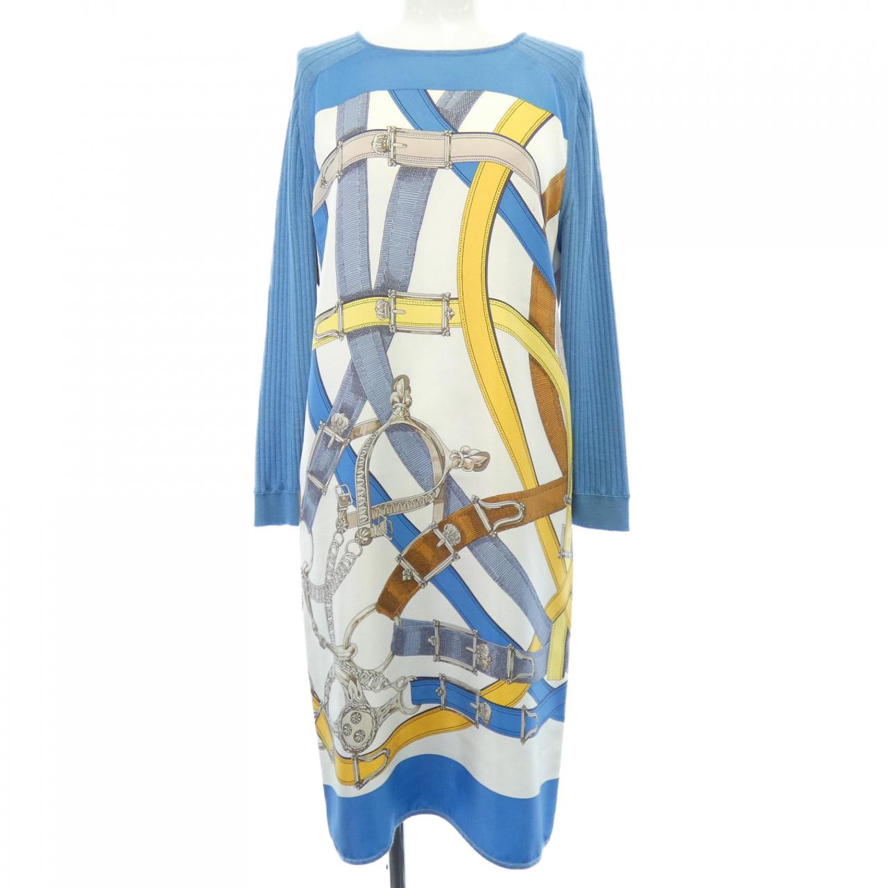 エルメス HERMES CAVAL CADOUR *76-7755 ツイルレーヌ ワンピース