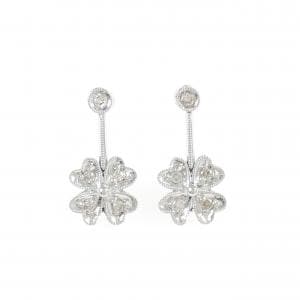 K14WG フラワー ダイヤモンド ピアス 0.160CT