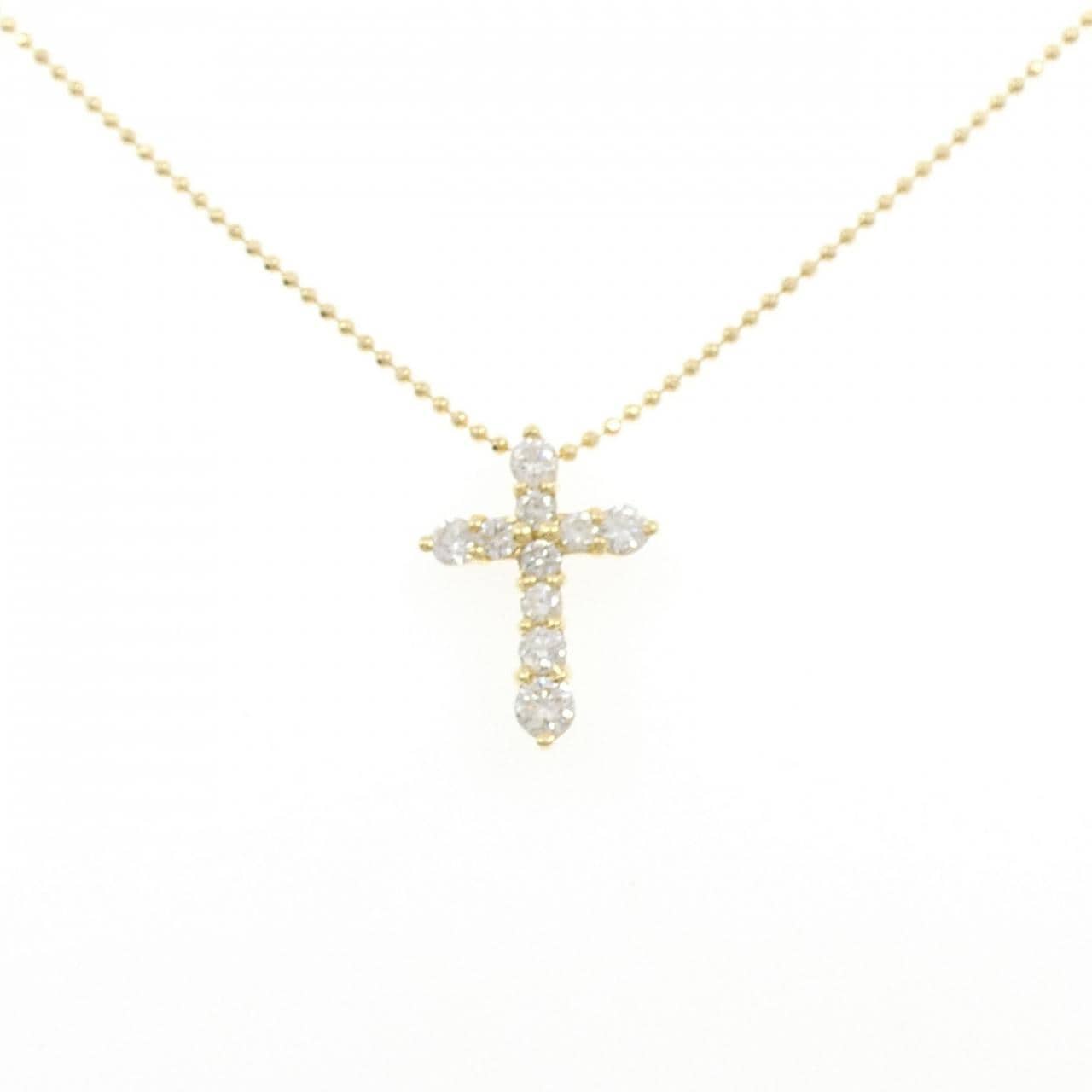K18YG クロス ダイヤモンド ネックレス 0.50CT