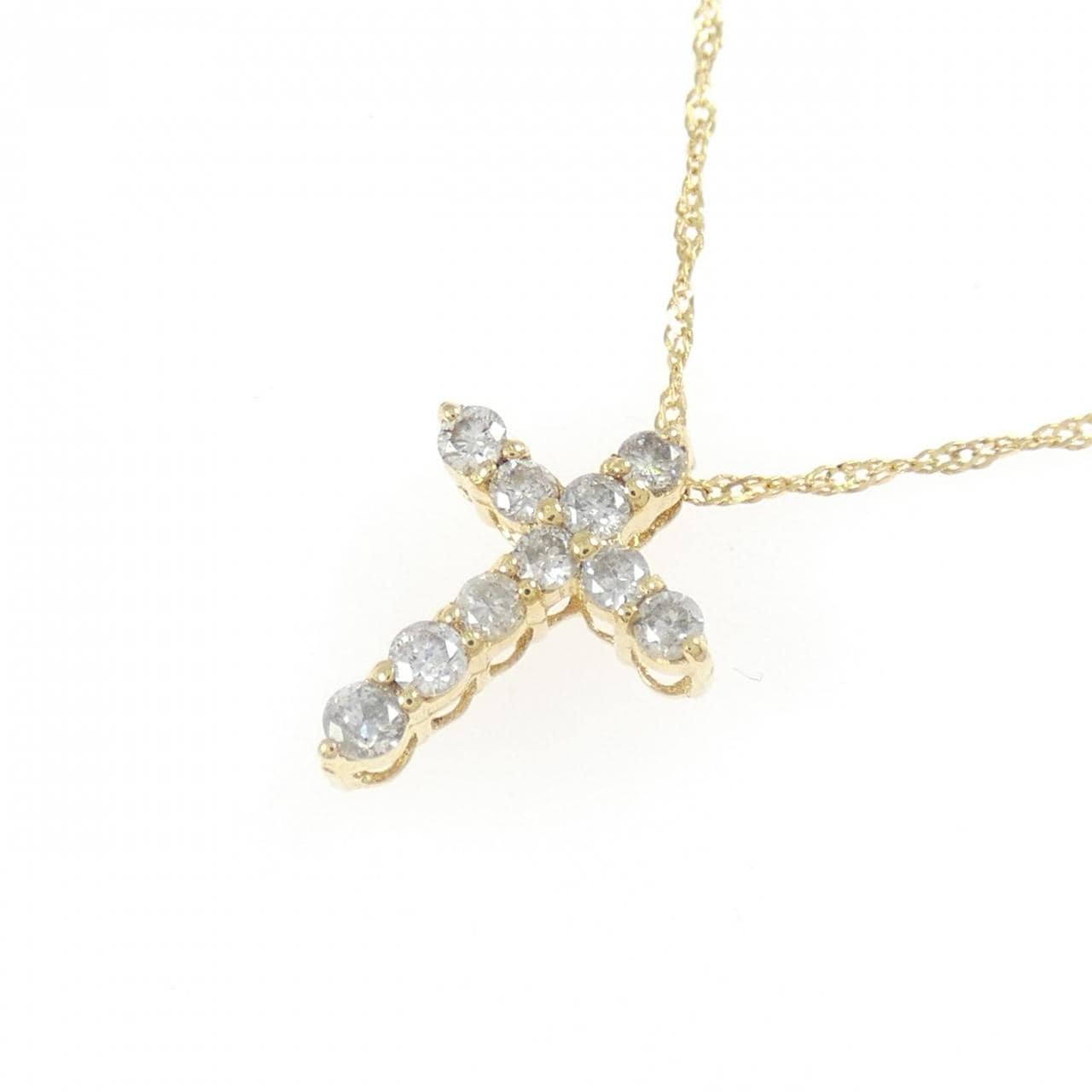 K18YG/750YG クロス ダイヤモンド ネックレス 0.30CT