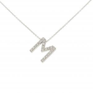 K18WG イニシャルM ダイヤモンド ネックレス 0.21CT
