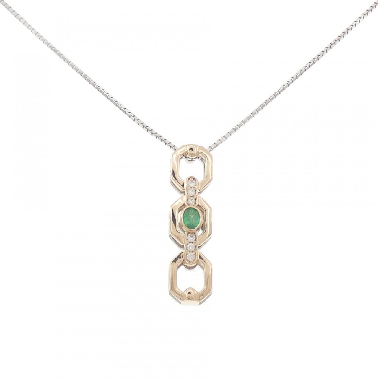 K18PG/PT900/K18WG エメラルド ネックレス 0.15CT