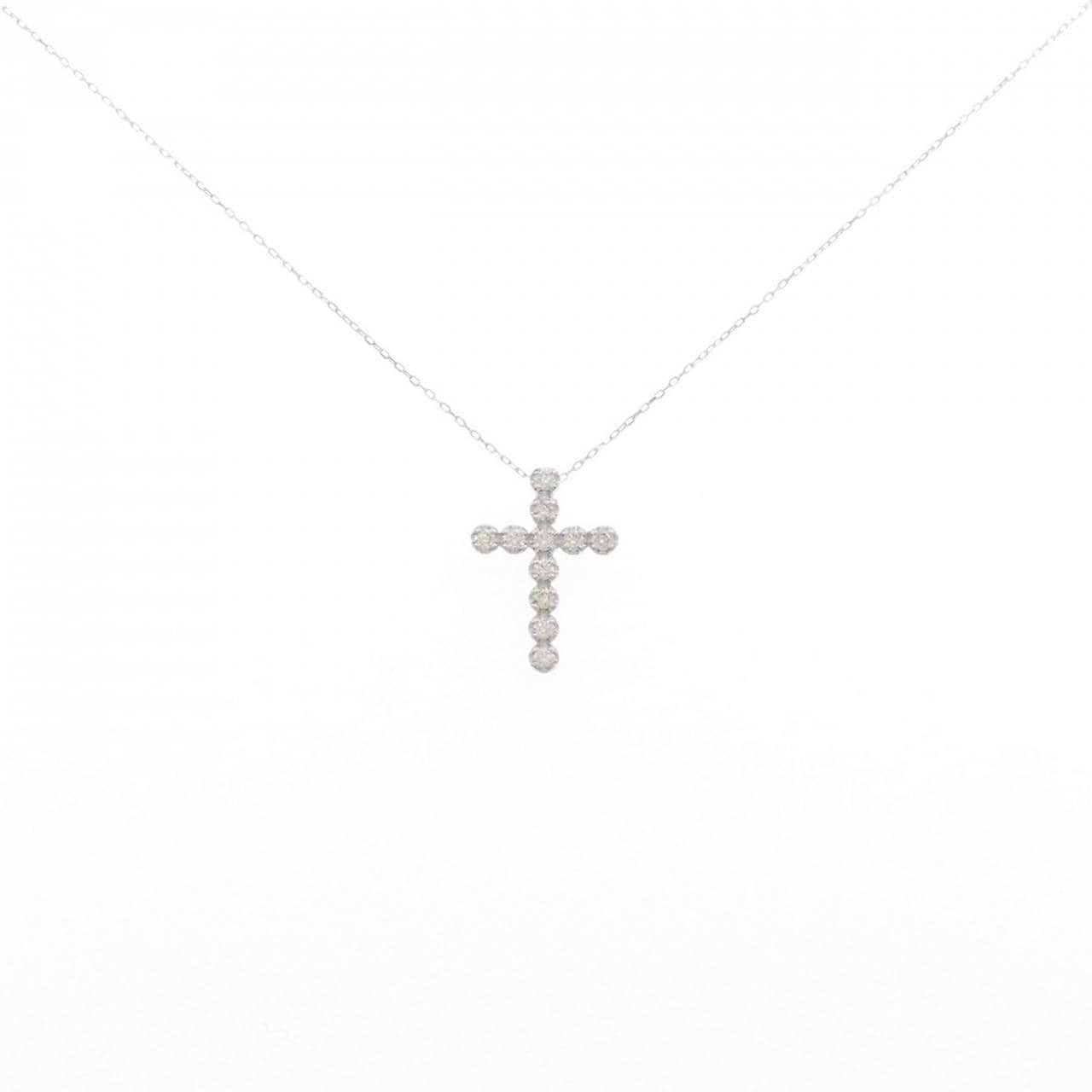 K18WG クロス ダイヤモンド ネックレス 0.20CT