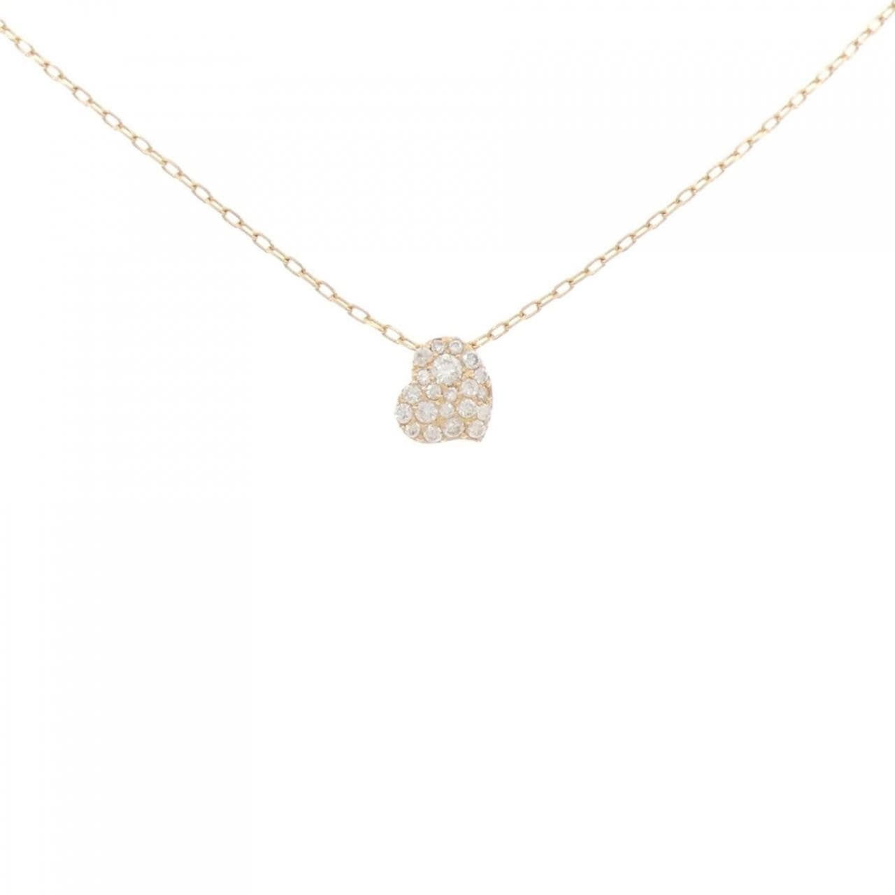 K18YG ハート パヴェ ダイヤモンド ネックレス 0.17CT