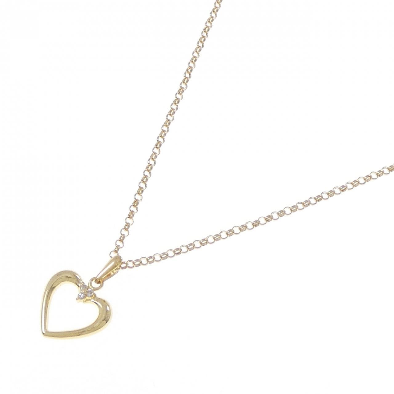 K18YG/750YG ハート ダイヤモンド ネックレス