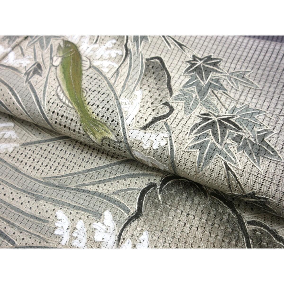 単衣　竪絽訪問着　刺繍加工ボカシ染