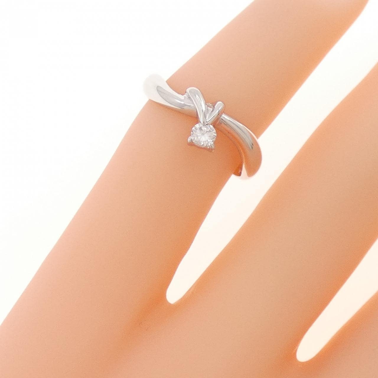 K14WG ダイヤモンド ピンキー リング 0.07CT