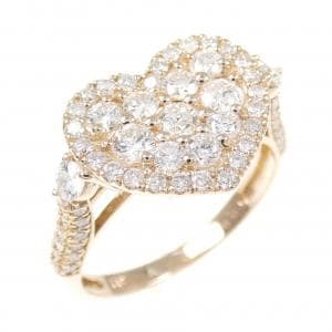 K18PG ハート パヴェ ダイヤモンド リング 1.00CT