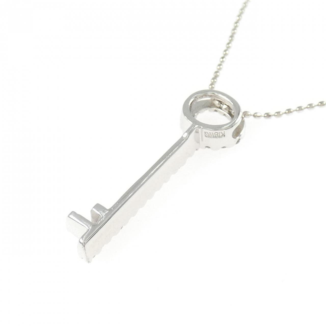 K18WG キー ダイヤモンド ネックレス 0.27CT