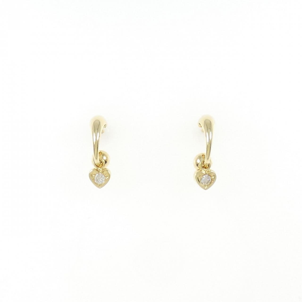 K18YG Heart Diamond Earrings 0.10CT