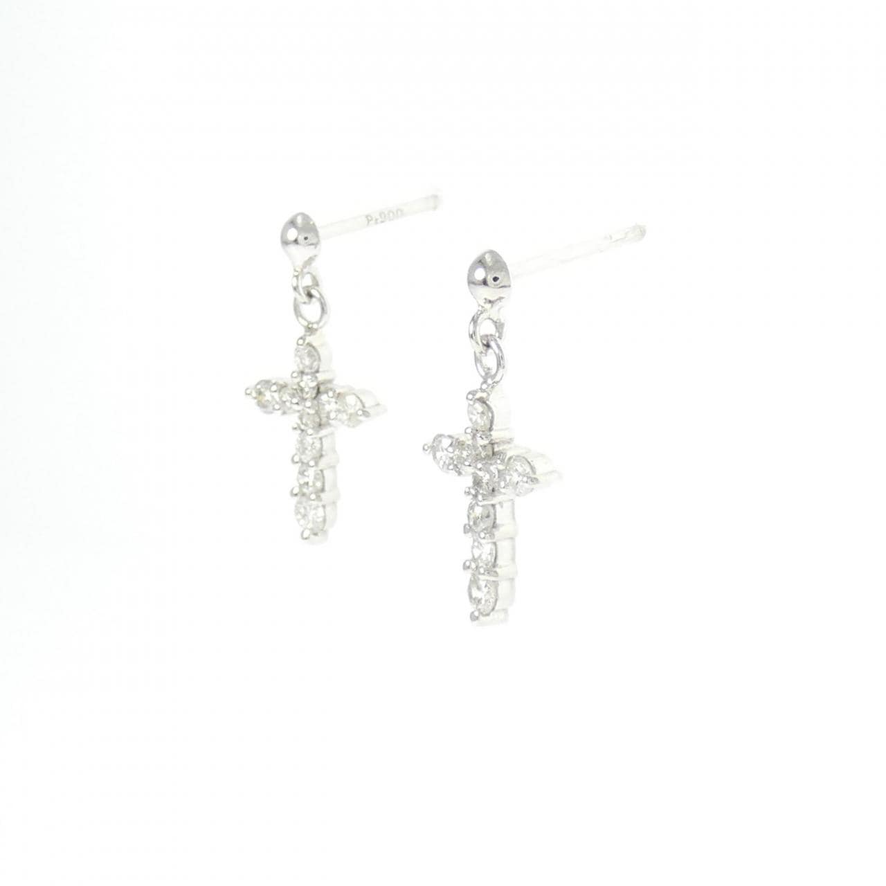 PT900 クロス ダイヤモンド ピアス 0.30CT