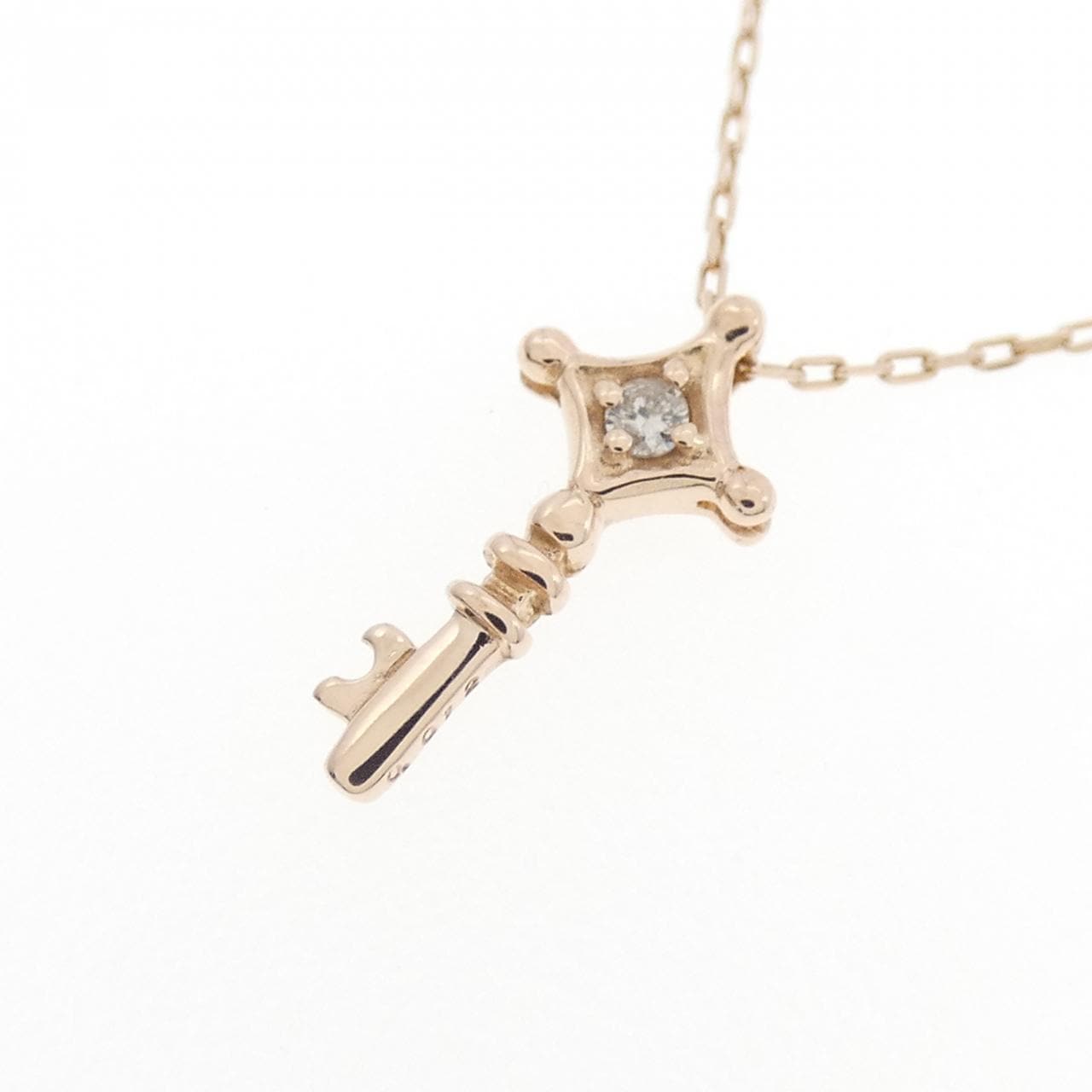 K10PG キー ダイヤモンド ネックレス 0.012CT