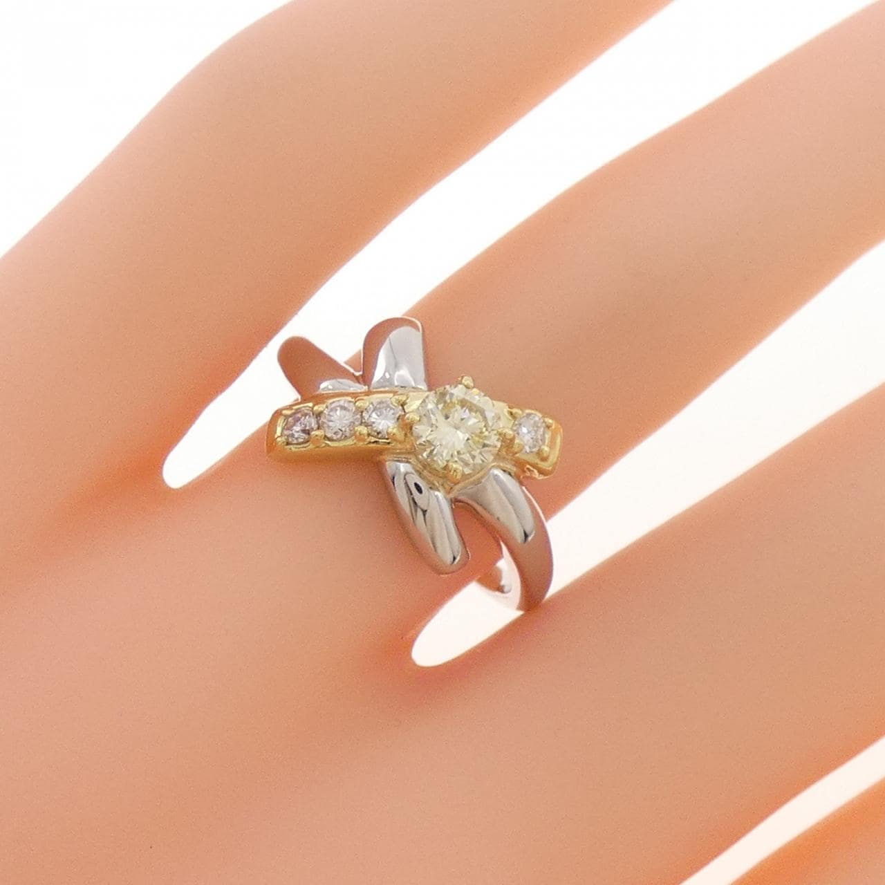 PT900/K18YG ダイヤモンド リング 0.38CT