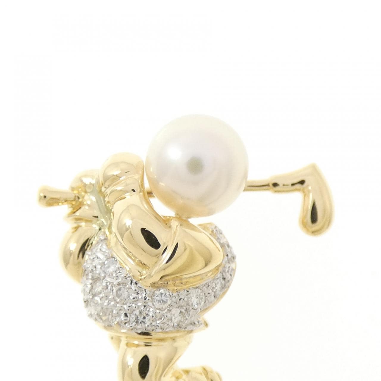 750YG/750WG アコヤパール ブローチ 7.4mm