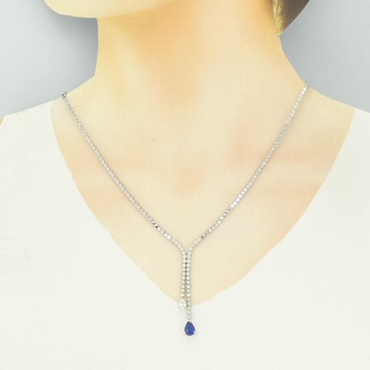 PT900/K18WG サファイヤ ネックレス 1.38CT