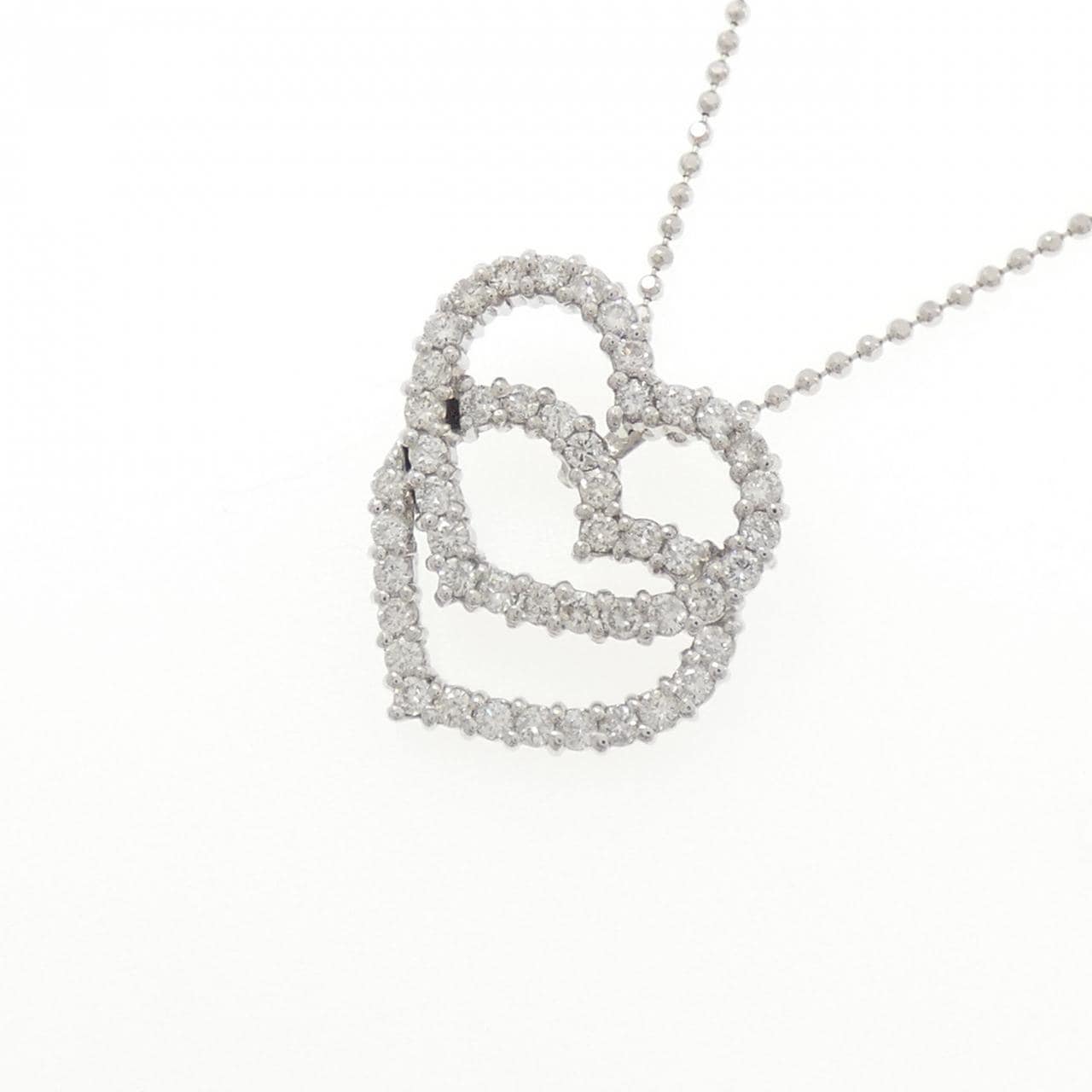 K18WG ハート ダイヤモンド ネックレス 0.50CT