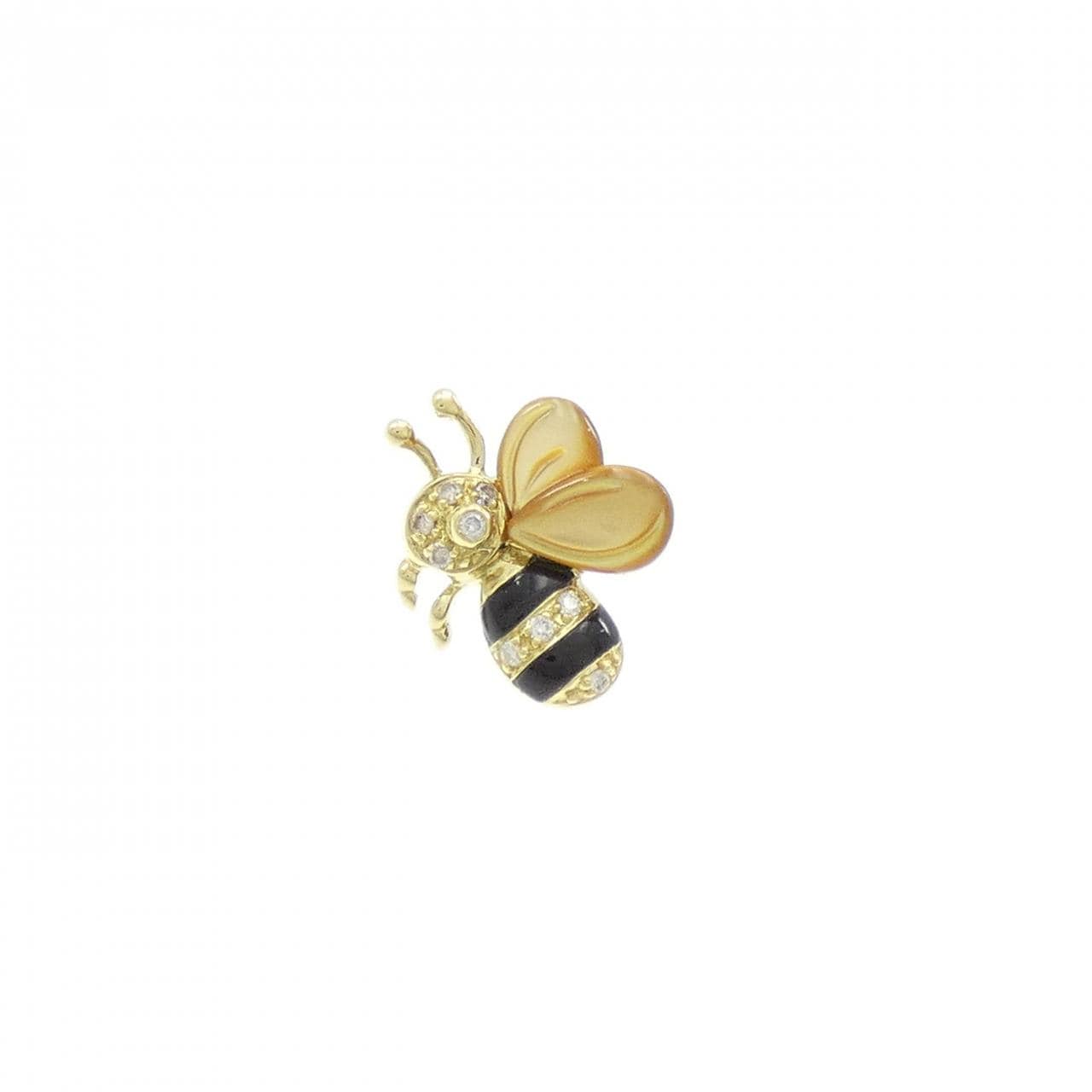 K18YG Bee Color Stone Brooch