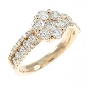 K18PG フラワー ダイヤモンド リング 1.00CT