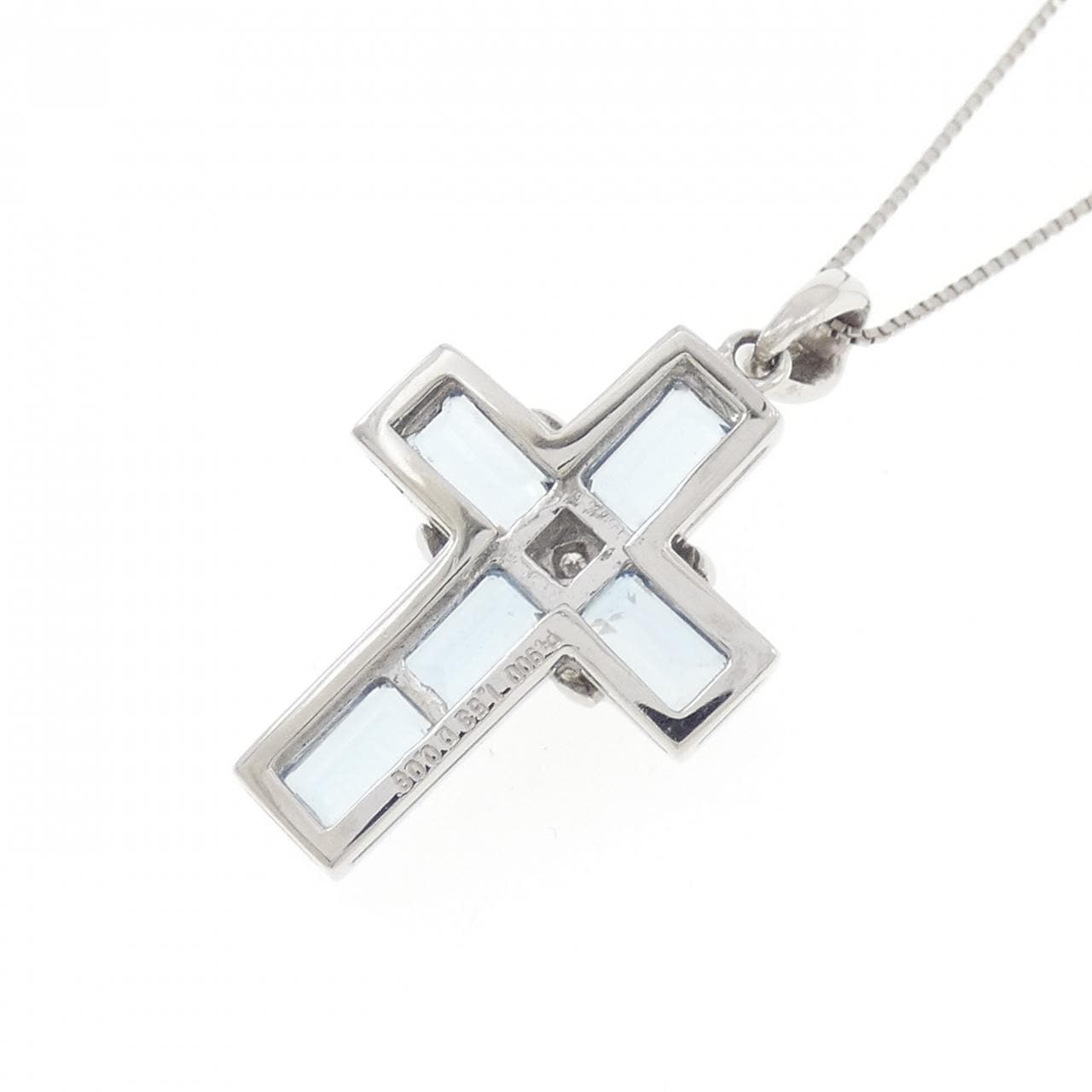 PT900/PT850 クロス アクアマリン ネックレス 1.53CT