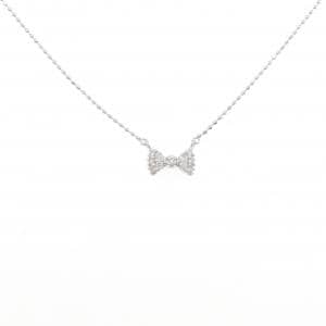 K10WG リボン ダイヤモンド ネックレス 0.10CT