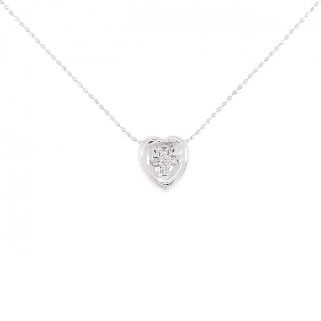 K18WG ハート ダイヤモンド ネックレス 0.07CT