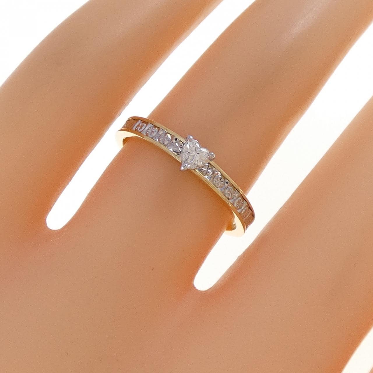 750YG/750WG ハート ダイヤモンド リング 0.11CT