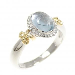 750YG/PT900 リボン ブルートパーズ リング