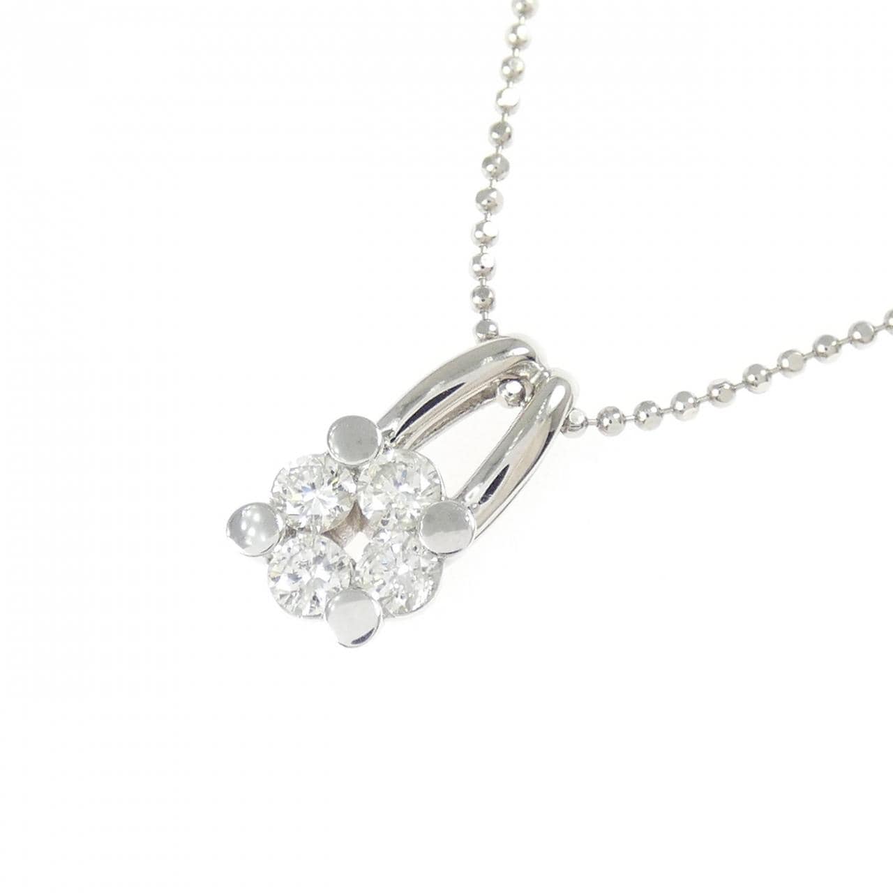 PT900/PT850 フラワー ダイヤモンド ネックレス 0.30CT