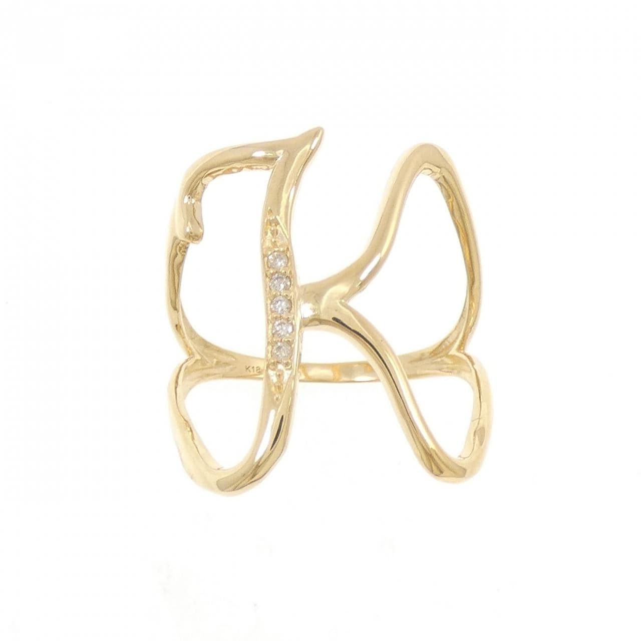 K18YG イニシャルK ダイヤモンド リング 0.04CT