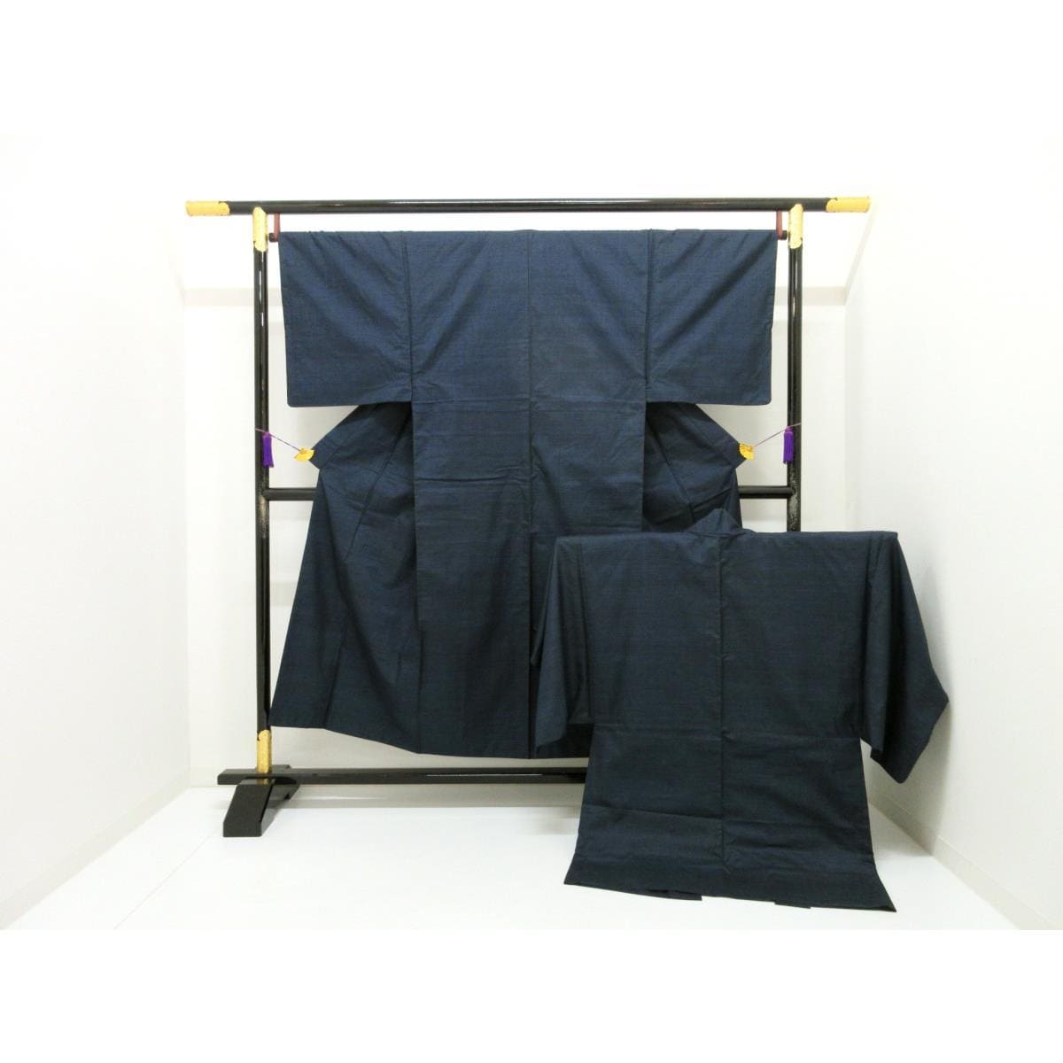 男士正品奄美大Ooshima Tsumugi丝绸和服及羽织套装（两件套），附带真品证书，100日元