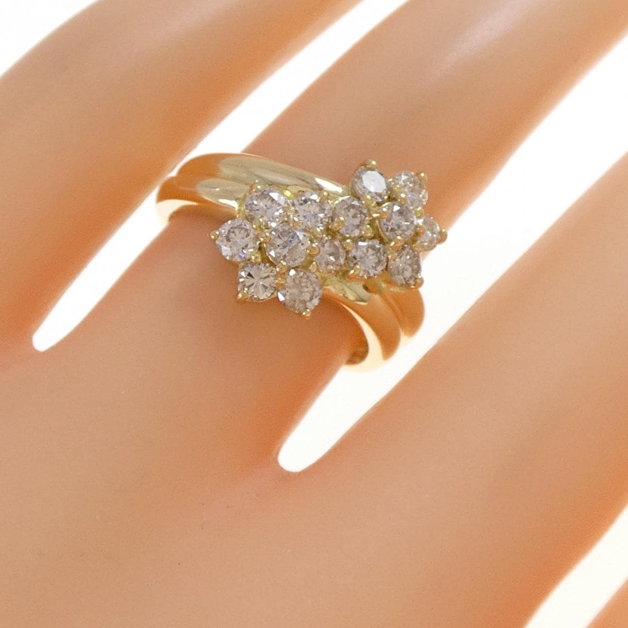 K18YG フラワー ダイヤモンド リング 1.0CT