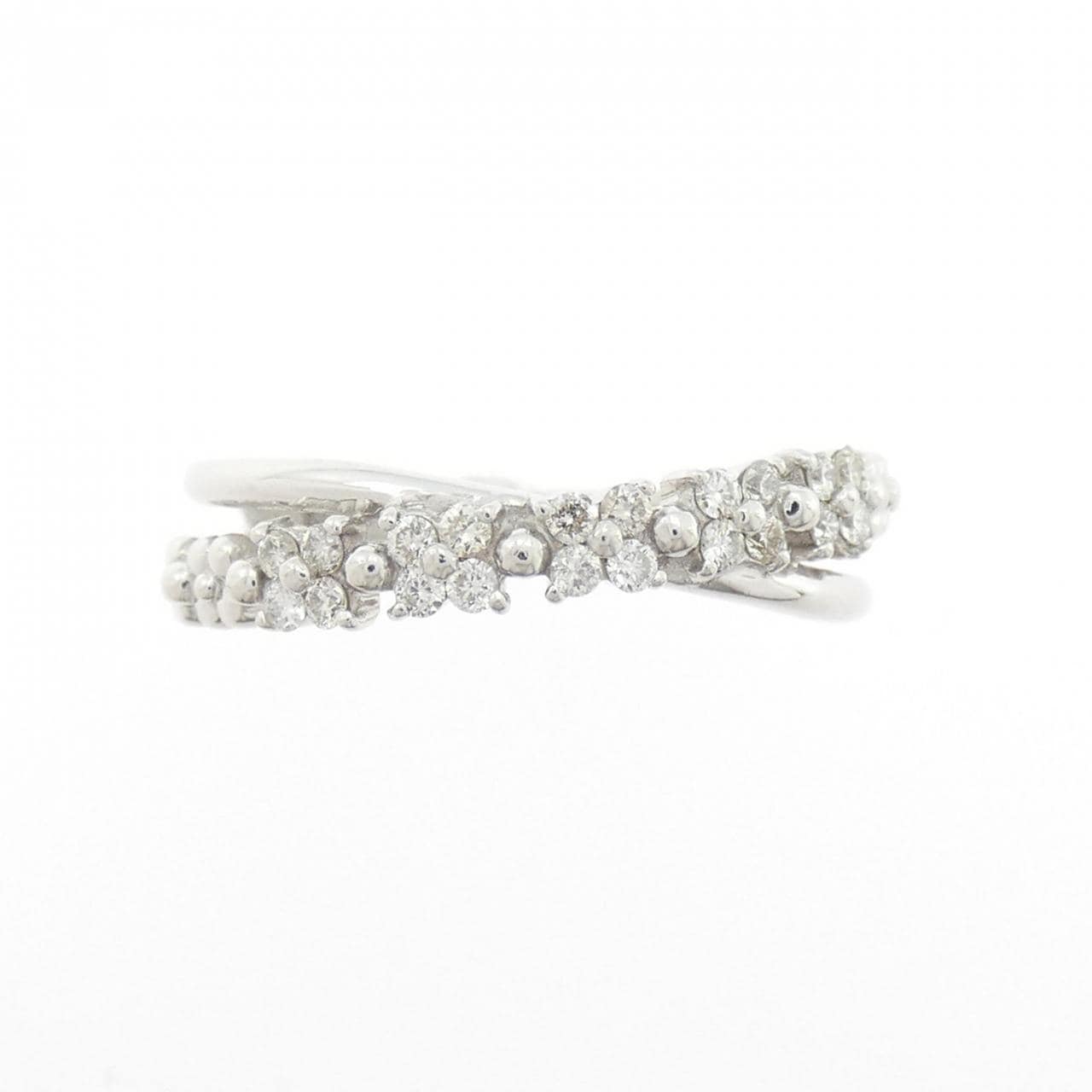 K18WG フラワー ダイヤモンド リング 0.20CT