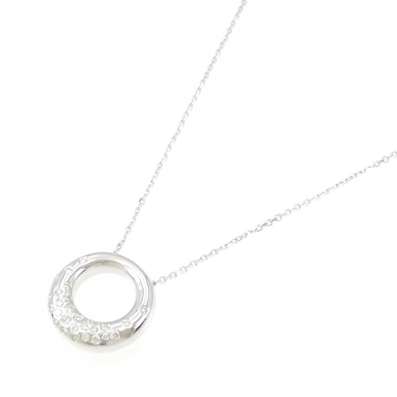 K18WG/PT Diamond necklace 0.70CT