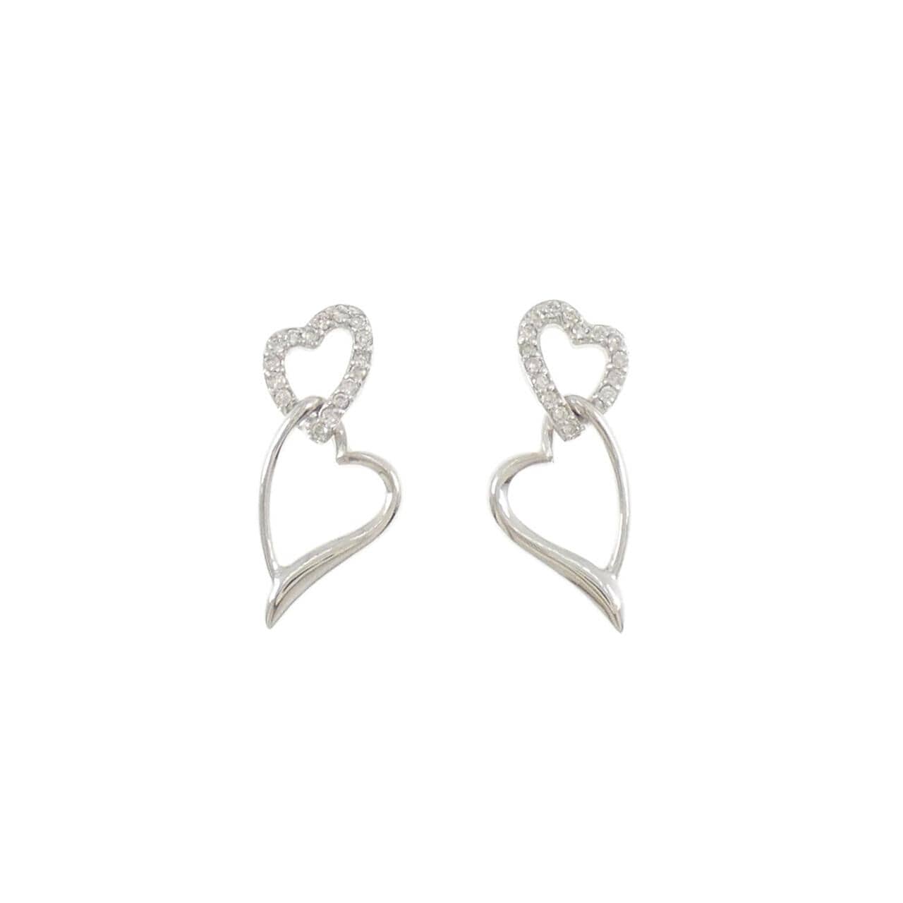 K18WG ハート ダイヤモンド ピアス 0.20CT