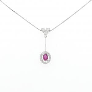 K18WG ルビー ネックレス 0.26CT
