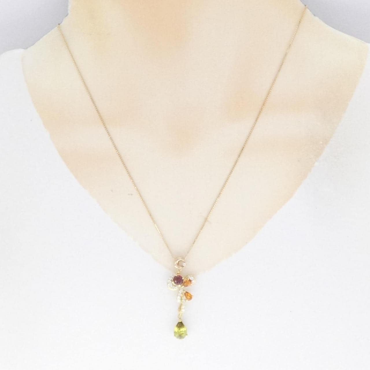 K18YG/K18PG colored stone necklace